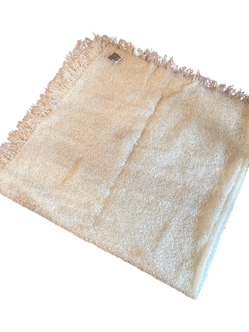 Vintage 70’s Nasharr Acrylic Loose Knit Throw Wrap Ivory 40” Square